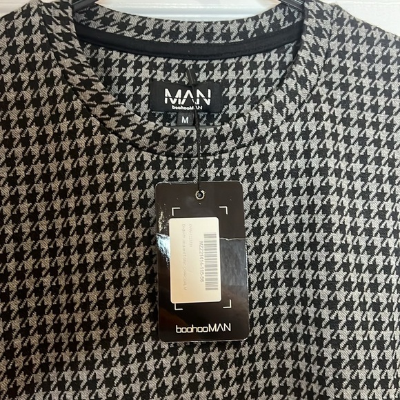 Man Dogtooth Jaguard T-shirt Charcoal - Picture 2 of 3